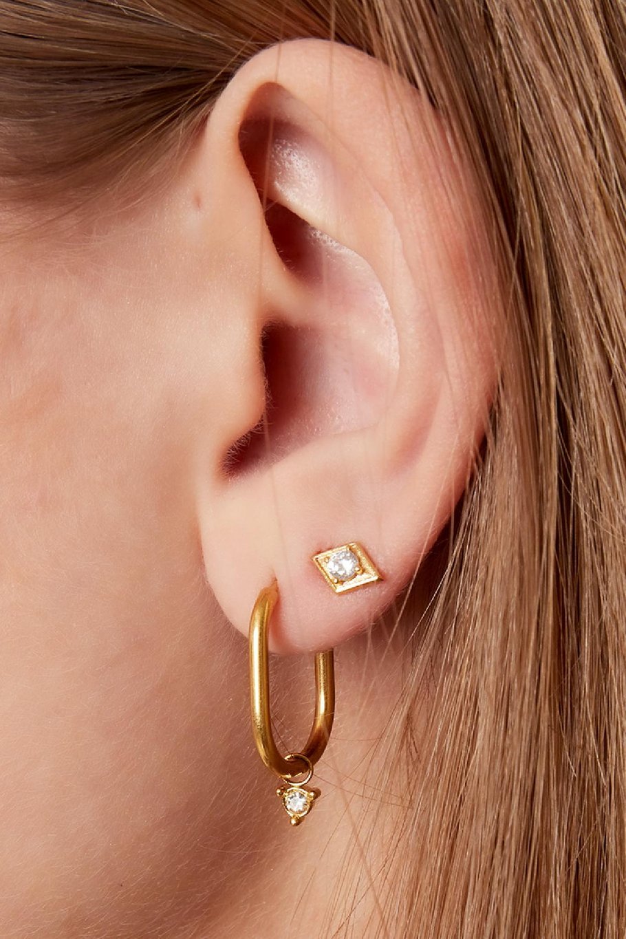 Earrings Oval Zircon Charm Gold Color Stainless Steel Picture3
